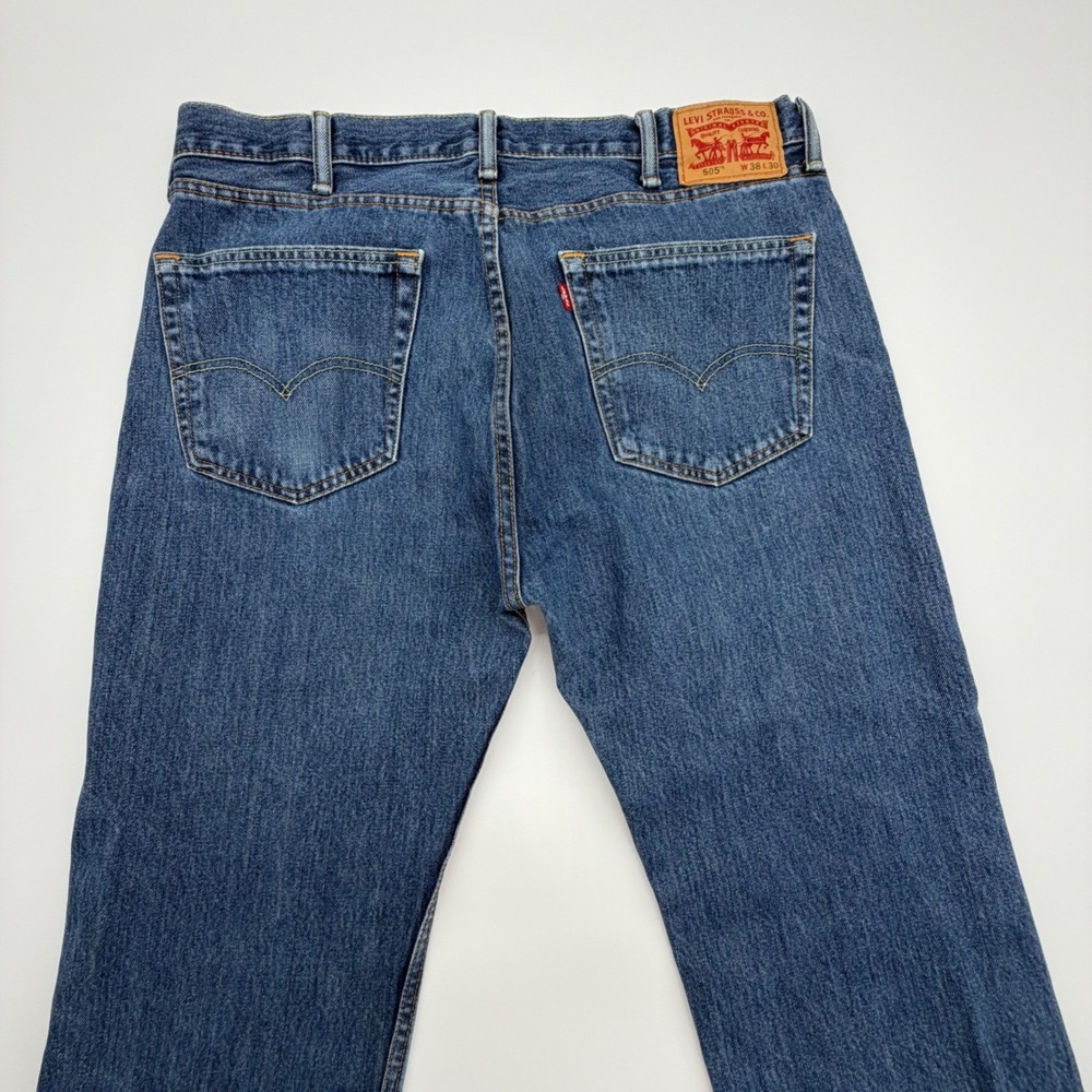 Levi Strauss Co 505 Jeans Mens W38 L30 Straight Leg Dark Wash Denim